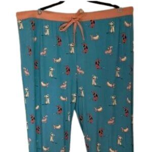 Munki Munki Women's Plus Size 3X Dachshund Dogs Pajama Pants Blue Nite Nite PJs